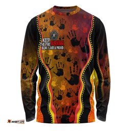 Australia Long Sleeve T-shirt Naidoc Hand Rock Art Indigenous Golden Style