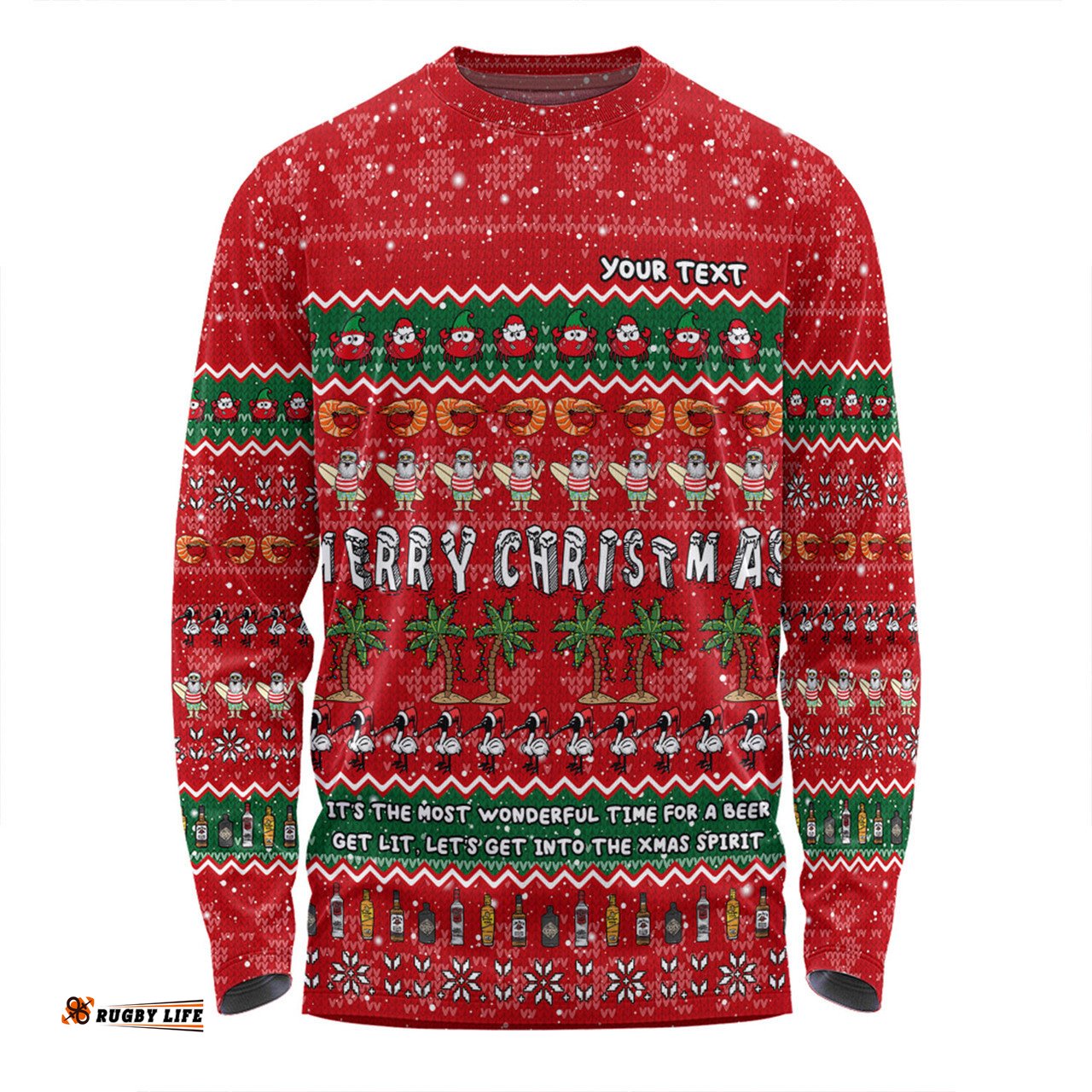Amazing Aussie Australia Christmas Custom Aussie Ugly Christmas Let's Get Lit Long Sleeve T-shirt