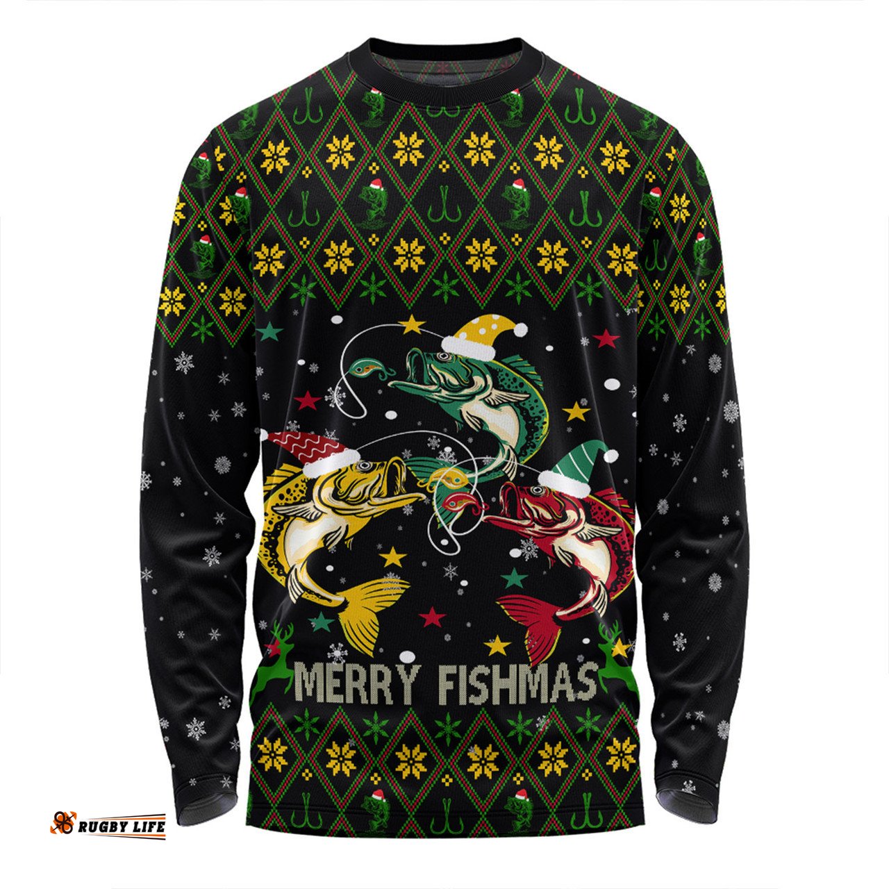 Amazing Aussie Australia Christmas Fishing Custom Merry Fishmas Fishing Ugly Christmas Long Sleeve T-shirt