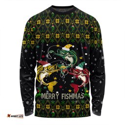 Amazing Aussie Australia Christmas Fishing Custom Merry Fishmas Fishing Ugly Christmas Long Sleeve T-shirt
