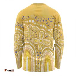 Australia Aboriginal Long Sleeve T-shirt - Dot painting illustration in Aboriginal style Yellow Long Sleeve T-shirt