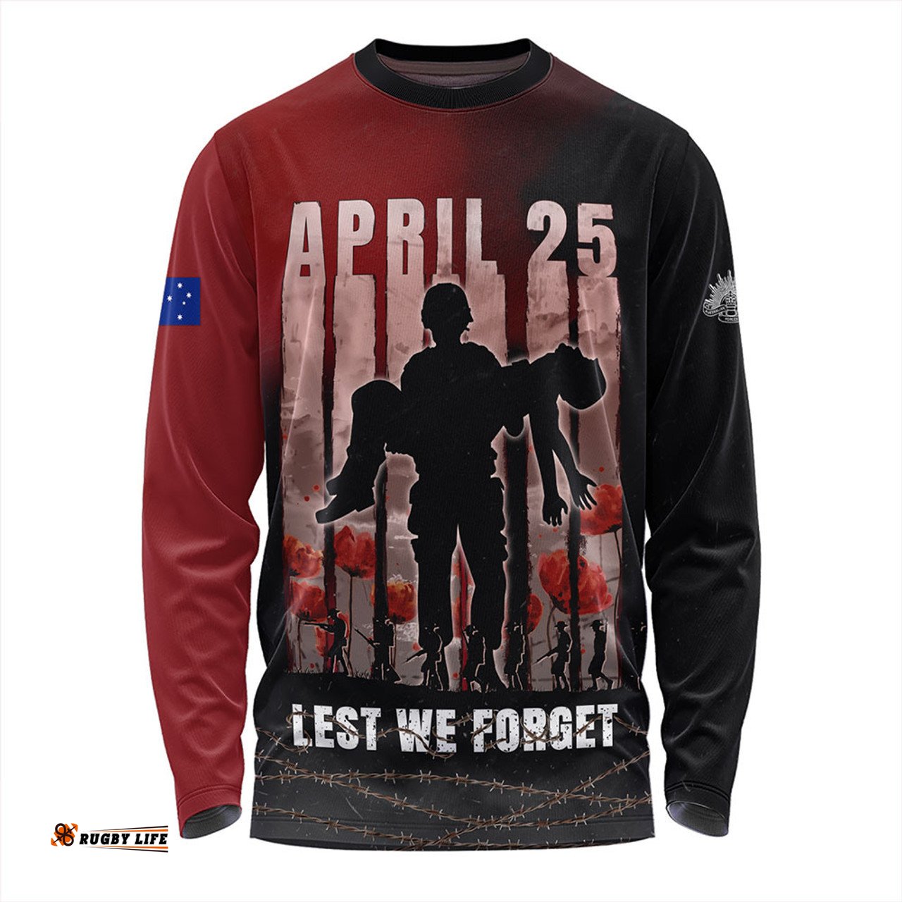 Amazing Aussie Australia Anzac Day Lest We Forget The Sacrifice Of Soldiers Long Sleeve T-shirt