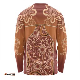 Amazing Aussie Australia Aboriginal Custom Brown Kangaroo In Aboriginal Dot Art Long Sleeve T-shirt