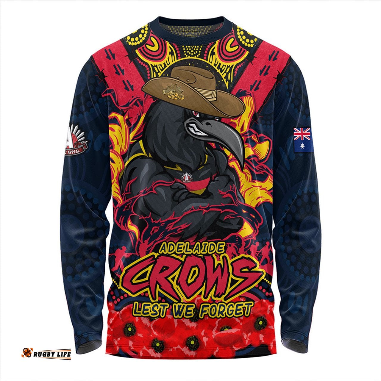 Amazing Aussie Adelaide Crows Ripped Legacy Of The Game The ANZAC Spirit Lives On Long Sleeve T-shirt
