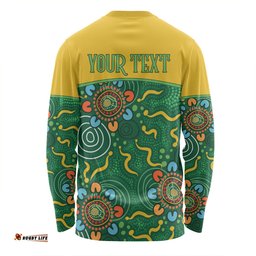 Amazing Aussie Australia Aboriginal Custom Green Painting With Aboriginal Inspired Dot Long Sleeve T-shirt