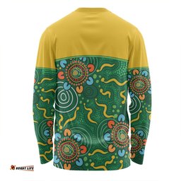 Amazing Aussie Australia Aboriginal Custom Green Painting With Aboriginal Inspired Dot Long Sleeve T-shirt