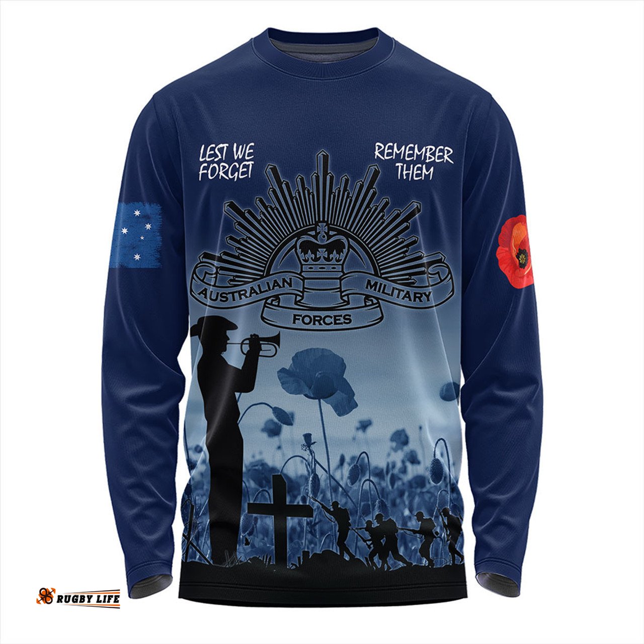 Amazing Aussie Australia Anzac Day Lest We Forget Blue Long Sleeve T-shirt
