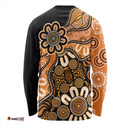 Amazing Aussie Australia Aboriginal Dot Painting Background Long Sleeve T-shirt