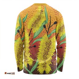 Amazing Aussie Australia Aboriginal Aboriginal Art Of Yellow Bottle Brush Plant Long Sleeve T-shirt