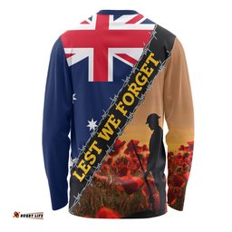 Australia Long Sleeve T-shirt Custom Anzac Day Let We Forget Barbed Wire