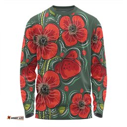 Amazing Aussie Australia Aboriginal Aboriginal Style Australian Poppy Flower Background Long Sleeve T-shirt