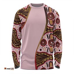 Amazing Aussie Australia Aboriginal Custom Aboriginal Inspired With Pink Background Long Sleeve T-shirt