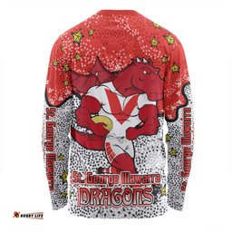 St. George Illawarra Dragons Custom Long Sleeve T-shirt - Team With Dot And Star Patterns For Tough Fan Long Sleeve T-shirt
