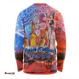 Amazing Aussie Australia Kangaroo Aboriginal Camping Custom Aussie Outback Camping with Beer Long Sleeve T-shirt