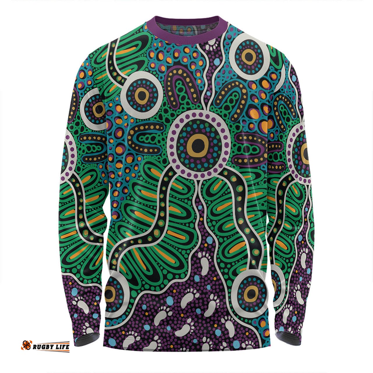 Australia Aboriginal Long Sleeve T-shirt - A Dot Painting In The Style Of Indigenous Australian Art Long Sleeve T-shirt