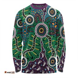 Australia Aboriginal Long Sleeve T-shirt - A Dot Painting In The Style Of Indigenous Australian Art Long Sleeve T-shirt