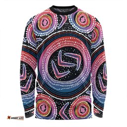 Amazing Aussie Australia Aboriginal Aboriginal Boomerang Dot Art Long Sleeve T-shirt