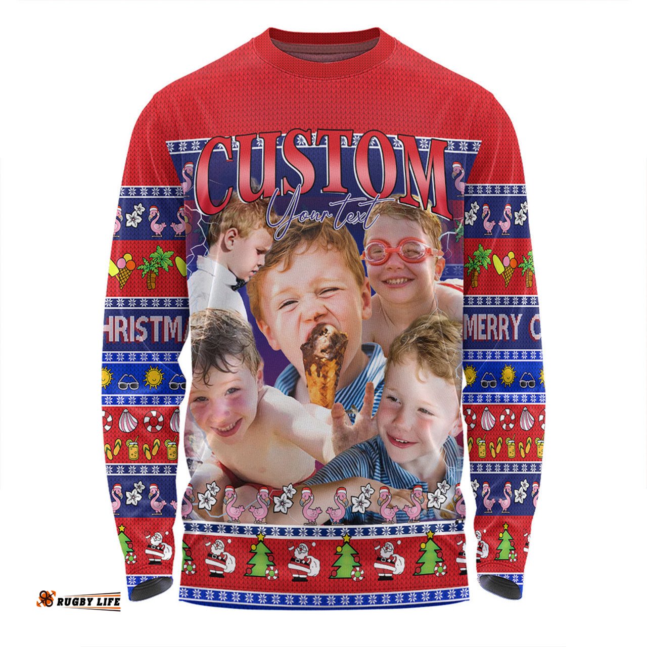Australia Christmas Custom Long Sleeve T-shirt - Personalised Blue Summer Vibes Chrissie Present Long Sleeve T-shirt