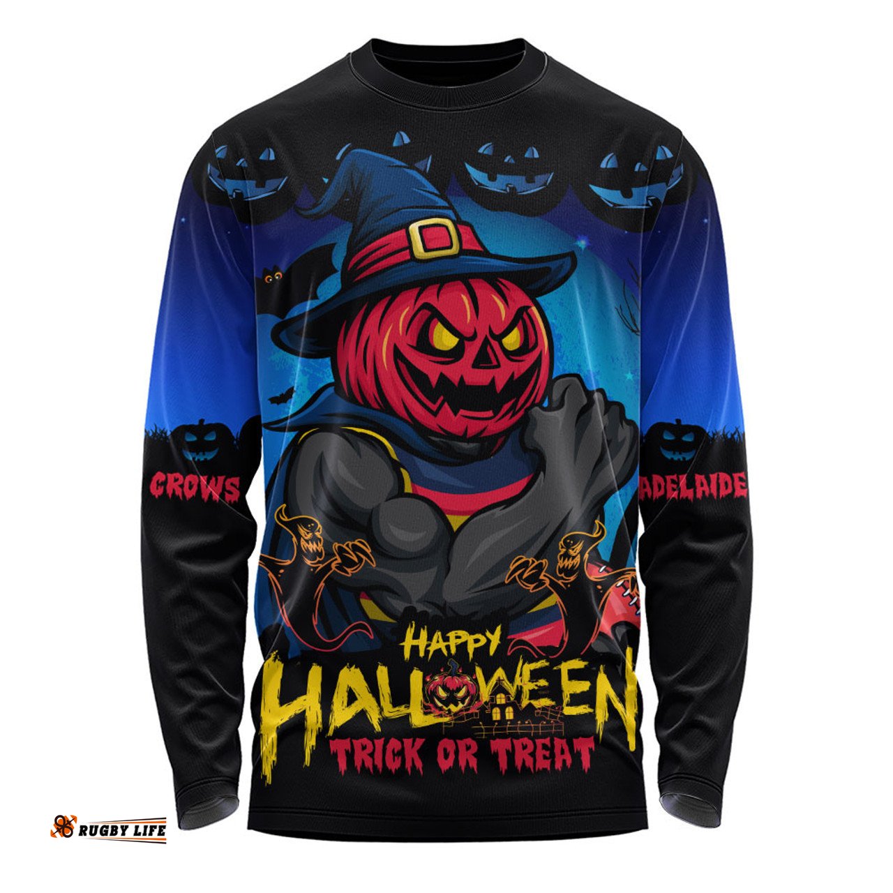 Amazing Aussie Adelaide Crows Dark Pumpkin Halloween Spirit Long Sleeve T-shirt