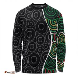 Amazing Aussie Australia Aboriginal Green Dot Art Circle Pattern From Aboriginal Art Long Sleeve T-shirt
