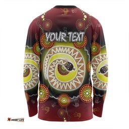 Australia Aboriginal Custom Long Sleeve T-shirt - The Rainbow Serpent Dreaming Spirit Art Long Sleeve T-shirt