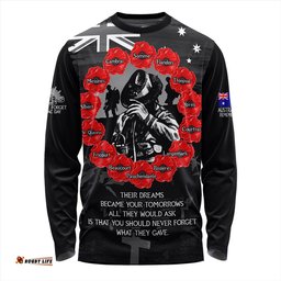 Amazing Aussie Australia Anzac Day Lest We Forget Battlefields Remembered Long Sleeve T-shirt
