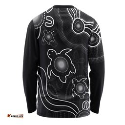 Amazing Aussie Australia Aboriginal Turtle Dreaming Journey Featuring Dot Art Black Long Sleeve T-shirt