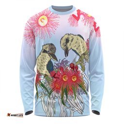 Amazing Aussie Australia Kookaburra Couple Kookaburra With Eucalyptus Flower Art Long Sleeve T-shirt