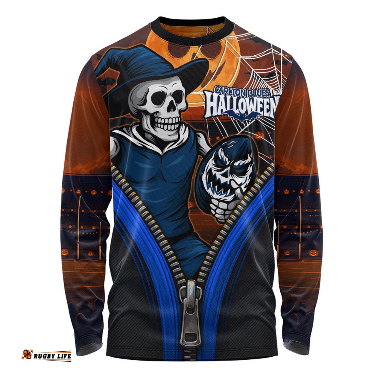 Amazing Aussie Carlton Halloween Night Reaper Zipper Long Sleeve T-shirt