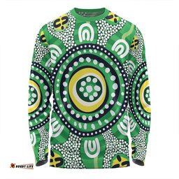 Amazing Aussie Australia Dot Painting Inspired Aboriginal Green Aboriginal Inspired Dot Art Long Sleeve T-shirt