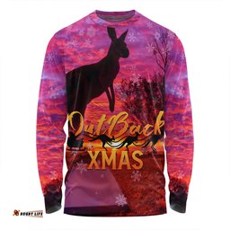 Amazing Aussie Australia Christmas Kangaroo Camping Aussie Outback Merry Christmas Long Sleeve T-shirt