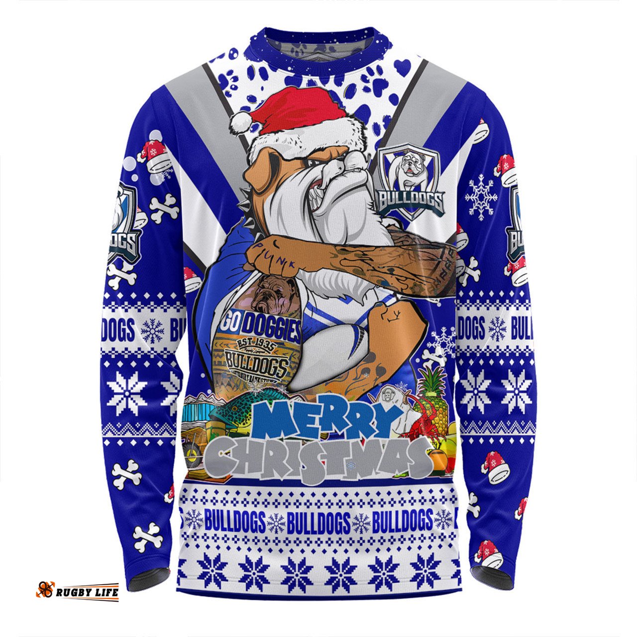 Amazing Aussie Canterbury Bankstown Bulldogs Christmas Custom Bulldogs Santa Aussie Big Things Long Sleeve T-shirt