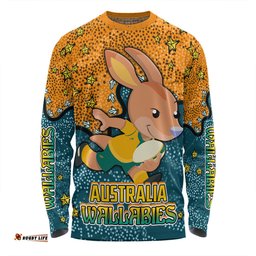Amazing Aussie Australia Wallabies Custom Team With Dot And Star Patterns For Tough Fan Long Sleeve T-shirt