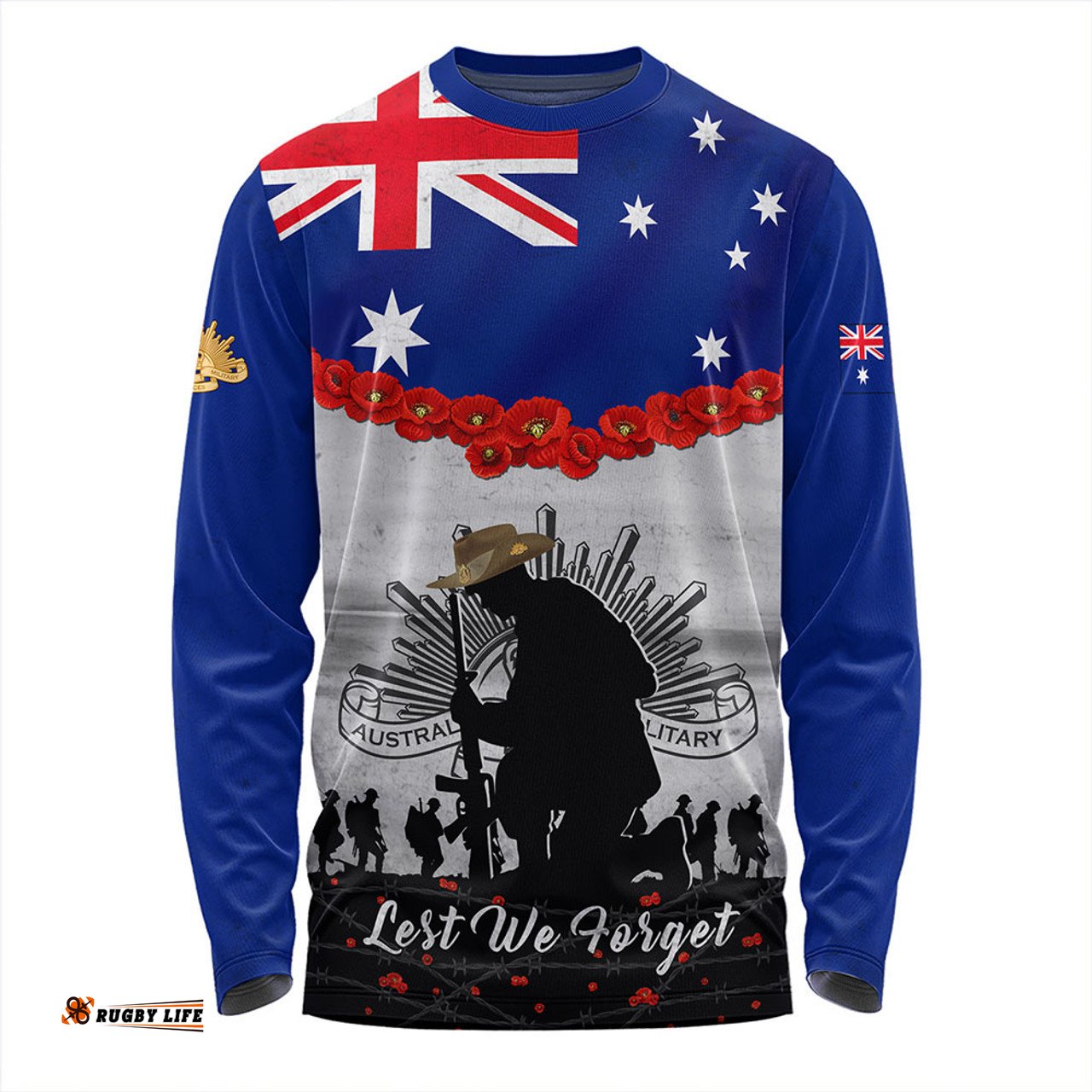 Amazing Aussie Australia Anzac Day Lest We Forget Honoring The Anzac Spirit Gray Long Sleeve T-shirt