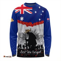 Amazing Aussie Australia Anzac Day Lest We Forget Honoring The Anzac Spirit Gray Long Sleeve T-shirt