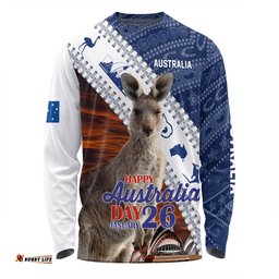 Amazing Aussie Australia Australia Day Custom Kangaroo Happy Australia Day Aboriginal Pattern Long Sleeve T-shirt