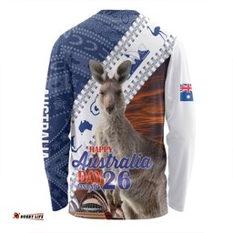 Amazing Aussie Australia Australia Day Custom Kangaroo Happy Australia Day Aboriginal Pattern Long Sleeve T-shirt