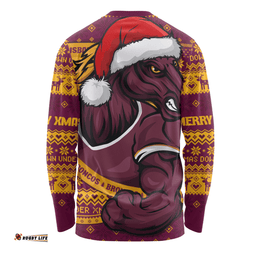 Amazing Aussie Brisbane Broncos Ugly Knit Style For Christmas Game Fans Long Sleeve T-shirt