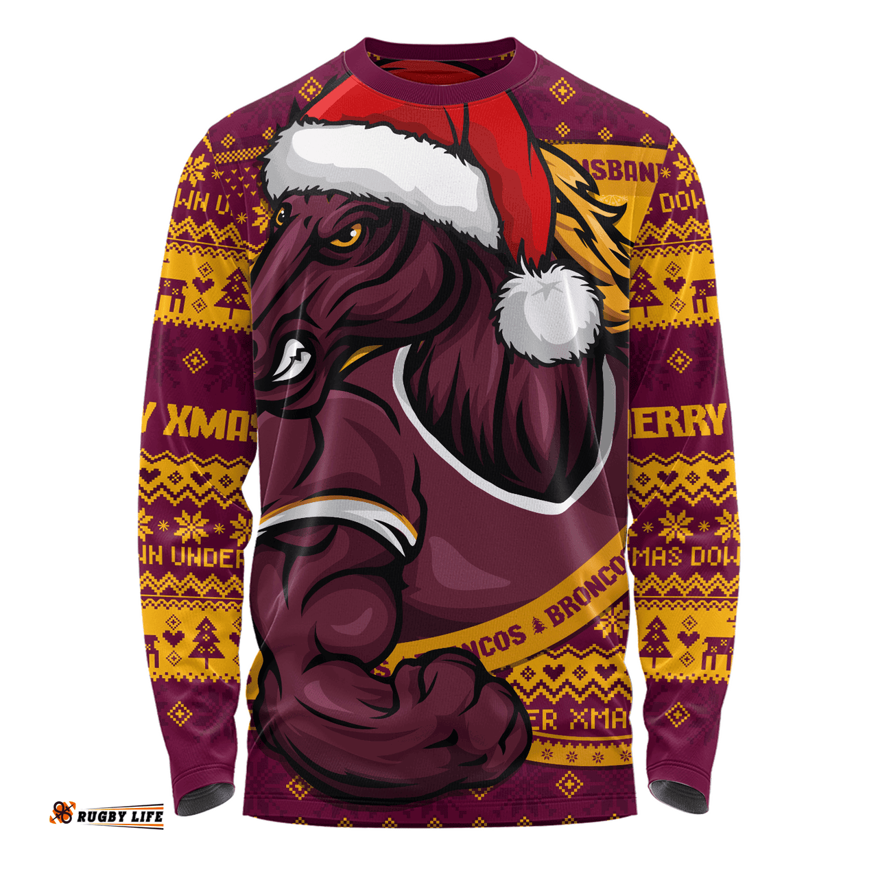 Amazing Aussie Brisbane Broncos Ugly Knit Style For Christmas Game Fans Long Sleeve T-shirt