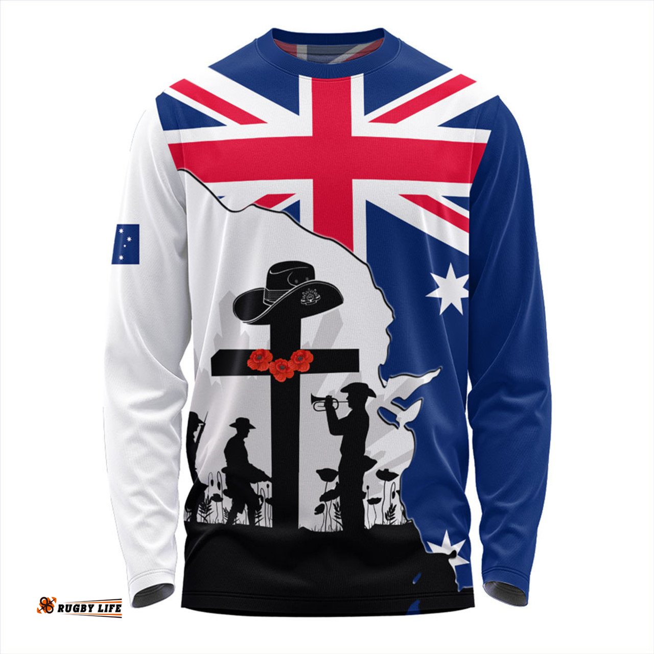 Amazing Aussie Australia Anzac Day Anzac Day With Map And Flag Australia Long Sleeve T-shirt