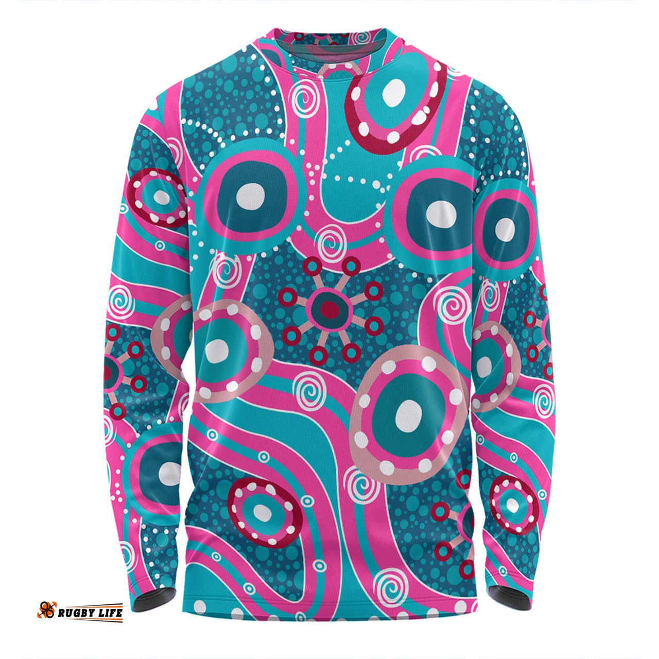Amazing Aussie Australia Aboriginal Pink Aboriginal Dot Art Inspired Long Sleeve T-shirt