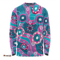 Amazing Aussie Australia Aboriginal Pink Aboriginal Dot Art Inspired Long Sleeve T-shirt