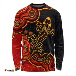 Amazing Aussie Australia Aboriginal Lizard Dreaming Outback Red Long Sleeve T-shirt