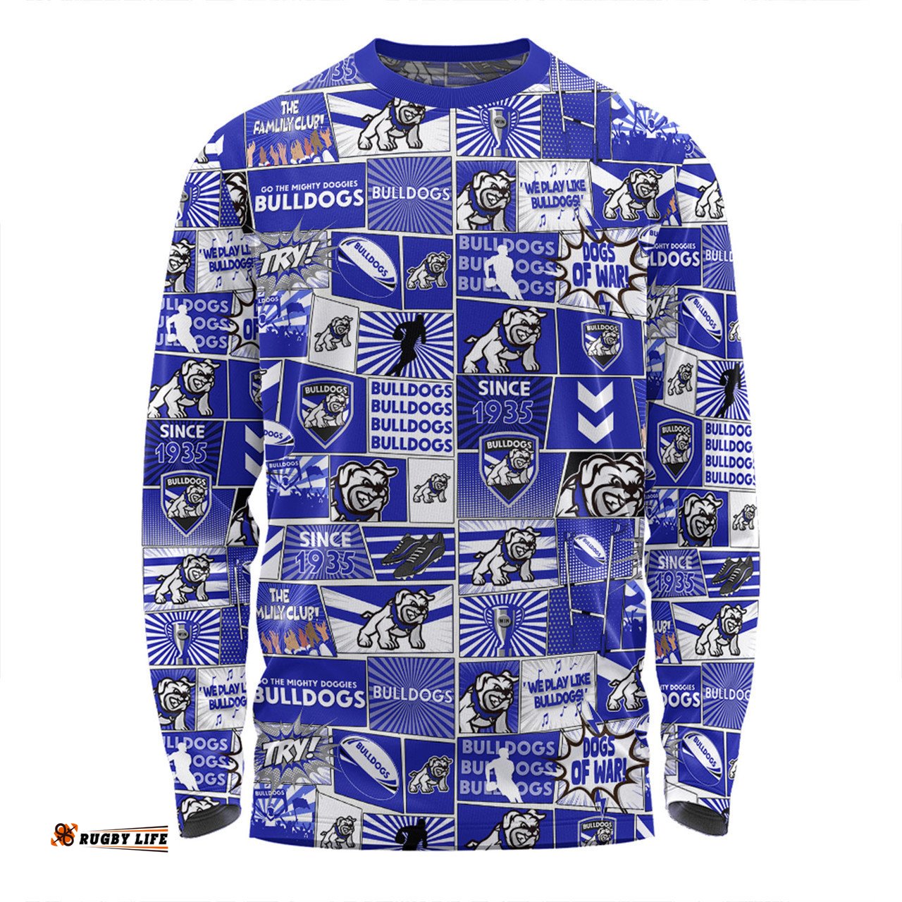 Amazing Aussie Canterbury Bankstown Bulldogs Team Of Us Die Hard Fan Supporters Comic Style Long Sleeve T-shirt