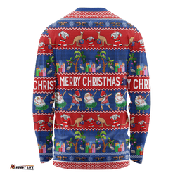 Amazing Aussie Australia Christmas Custom Tropical Ugly Xmas Santa Dapping And Dancing Long Sleeve T-shirt