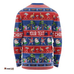 Amazing Aussie Australia Christmas Custom Tropical Ugly Xmas Santa Dapping And Dancing Long Sleeve T-shirt