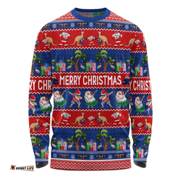 Amazing Aussie Australia Christmas Custom Tropical Ugly Xmas Santa Dapping And Dancing Long Sleeve T-shirt