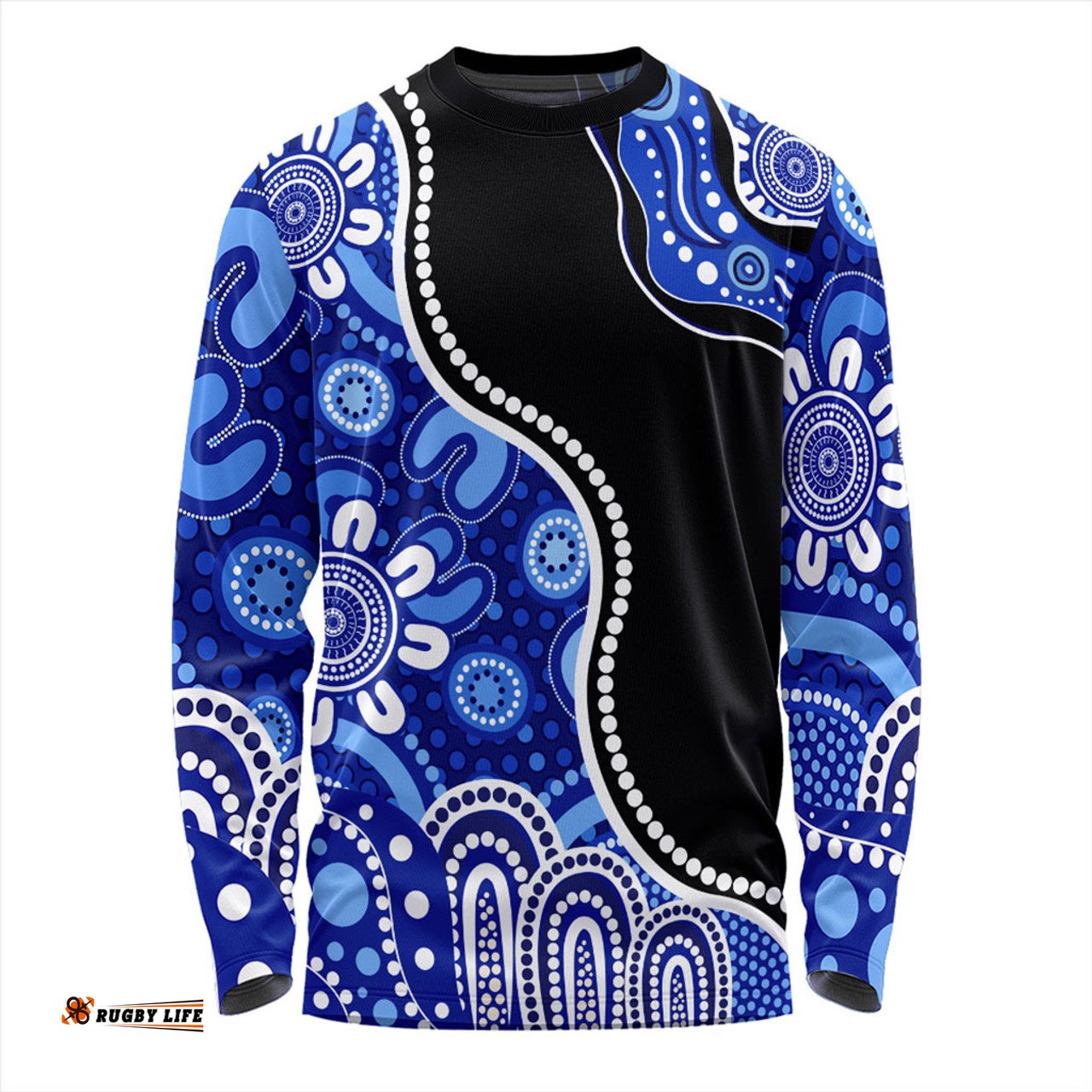 Amazing Aussie Australia Aboriginal Dot Painting Blue Long Sleeve T-shirt