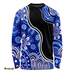 Amazing Aussie Australia Aboriginal Dot Painting Blue Long Sleeve T-shirt