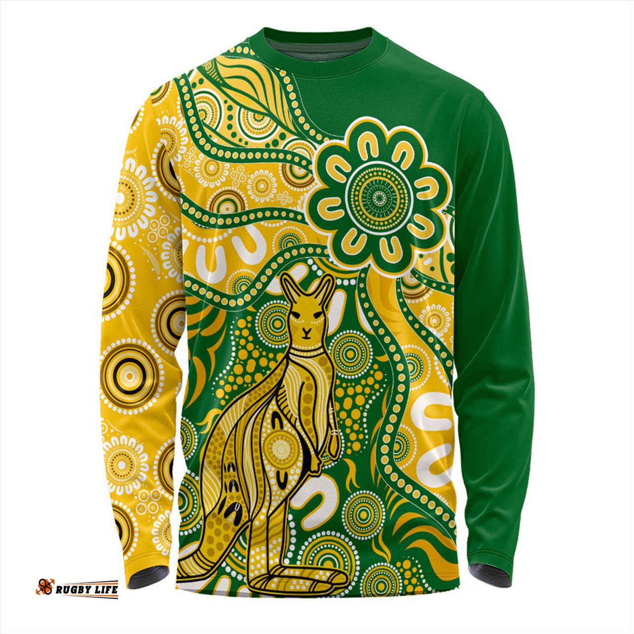 Amazing Aussie Australia Aboriginal Dot Design Kangaroo Long Sleeve T-shirt